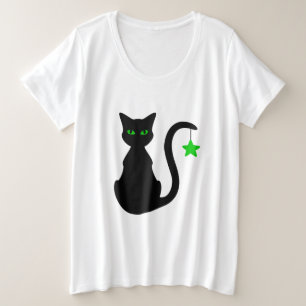 Camiseta Preta de Gato Mais Tamanho