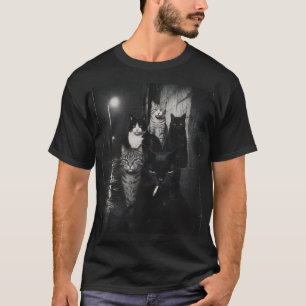 Camiseta preta de gatos gângsteres antigos