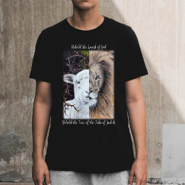 Camiseta preta de leão e borrego