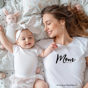Camiseta Preta de Letra Estabelecida pela Mamãe
