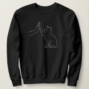 Camiseta Preta de Linha Alta Cinco com Pata de Gat