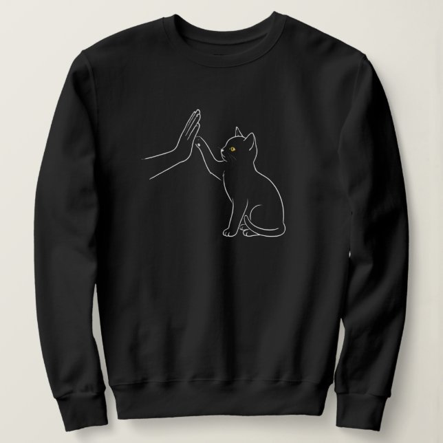 Camiseta Preta de Linha Alta Cinco com Pata de Gat (Frente do Design)