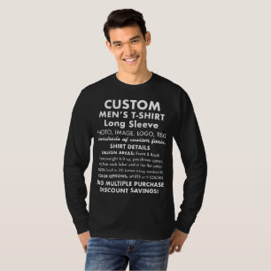 Camiseta preta de manga longa personalizada mascul