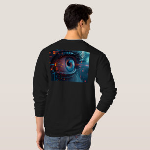 Camiseta preta de manga longa Quantum Eye homens c