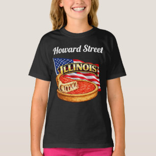 Camiseta preta de menina de Illinois