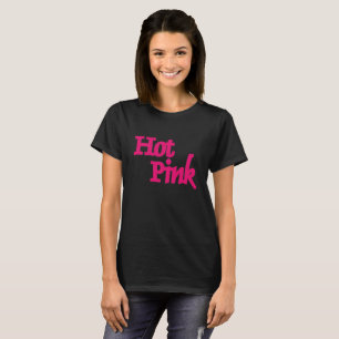 Camiseta preta de mulheres rosa-quente