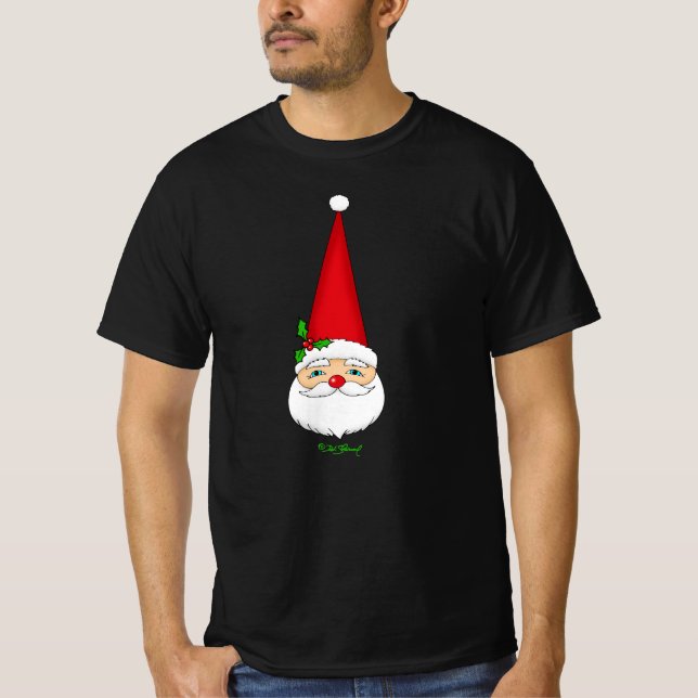 Camiseta Preta de Natal com Chapéu Cônico Vermelho (Frente)