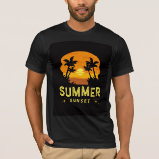 Camiseta Preta de Pôr do Sol de Verão | Estética d