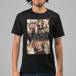 Camiseta preta de tributo memorial com foto