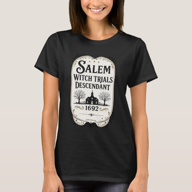 Camiseta Preta Descendente dos Julgamentos das Bru (Frente)