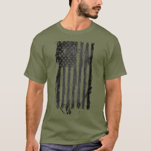 Camiseta Preta Distressed da Bandeira Americana