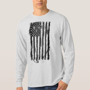 Camiseta Preta Distressed da Bandeira Americana