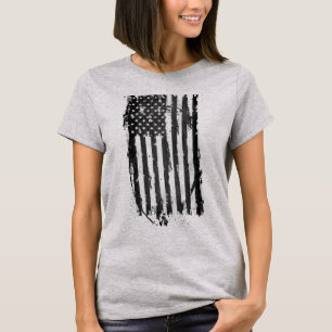 Camiseta Preta Distressed da Bandeira Americana
