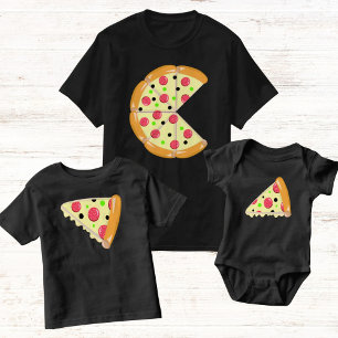Camiseta Preta do Dia dos Pais com Fatia de Pizza