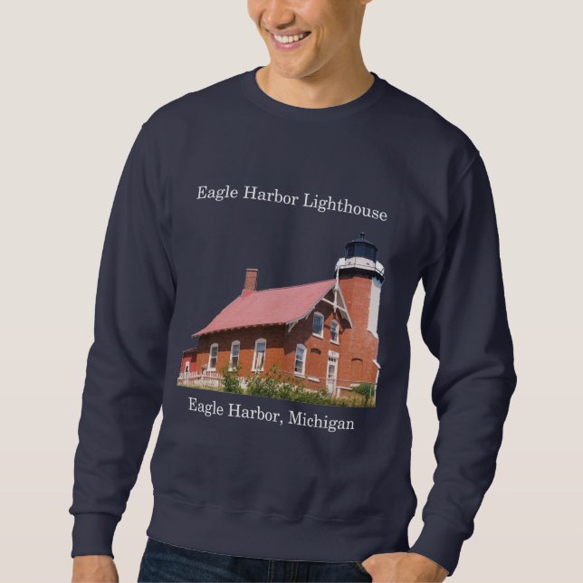 camiseta preta do farol de Eagle Harbor (Frente)