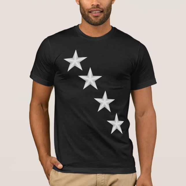 Camiseta Preta do Homem com Estrelas Diagonais (Frente)