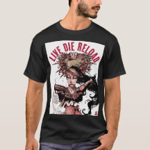 Camiseta preta do Live Die Reload art