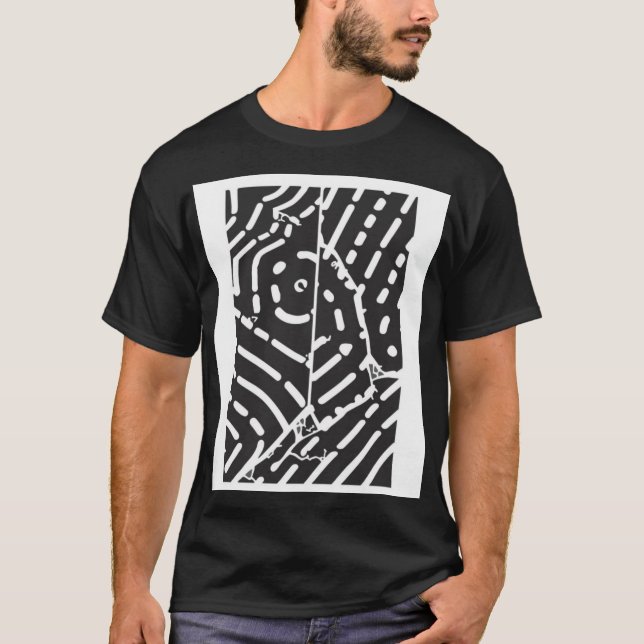 Camiseta Preta e Branca Abstrata (Frente)