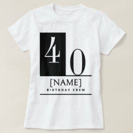 Camiseta Preta e Branca de Aniversário com Nome e 