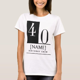 Camiseta Preta e Branca de Aniversário com Nome e 