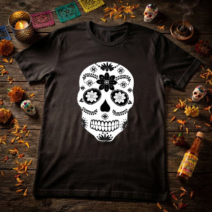 Camiseta Preta e Branca Mexican Sugar Skull 2