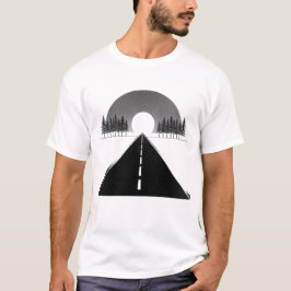 Camiseta Preta e Branca Minimalista Estrada para a