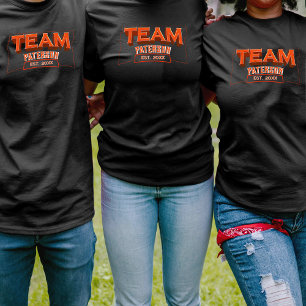 Camiseta Preta Esporte Família Laranja Personaliza