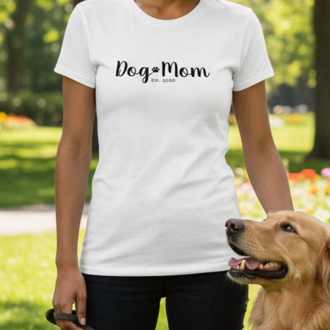 Camiseta Preta Estabelecida Mãe de Cachorro Script (Criador carregado)