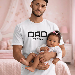 Camiseta Preta Estabelecida para Pai com Letras Ne