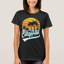 Camiseta preta feminina California Retro Sunset