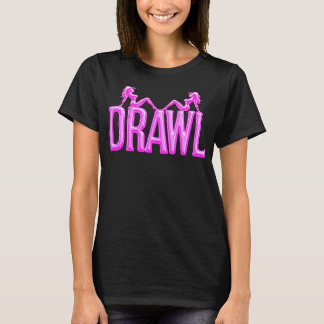 Camiseta Preta Feminina Drawl Mudflaps (Frente)