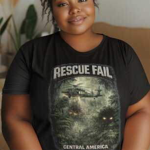 Camiseta preta feminina plus size Rescue Fail