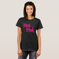 Camiseta preta feminina rosa quente