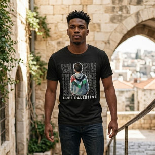 Camiseta preta FREE PALESTINE para homem