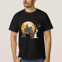 Camiseta Preta Gráfica para a Temporada Assustador