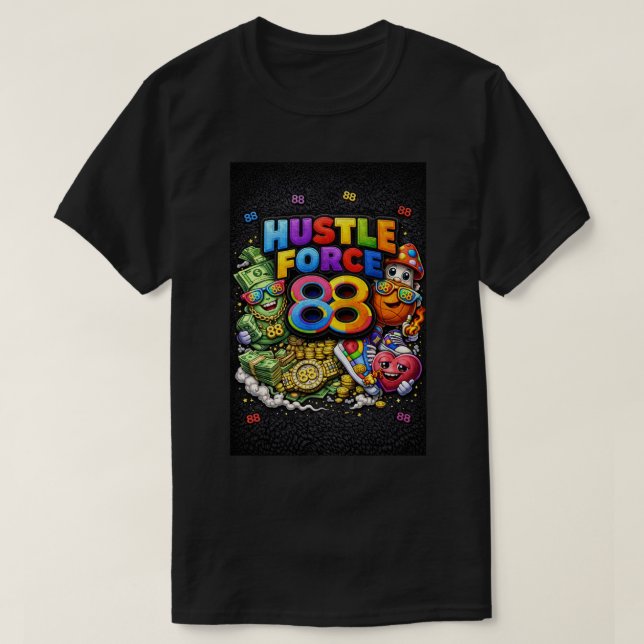 Camiseta Preta Hustle Force 88 (Frente do Design)