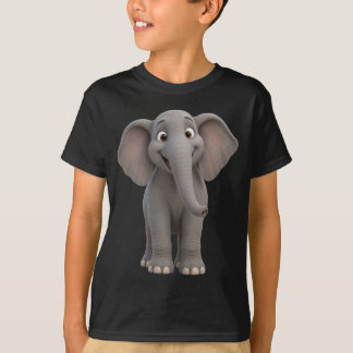 Camiseta Preta Infantil Elefante Fofo Fofo