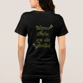 Camiseta Preta Inspiradora com Brilho Dourado
