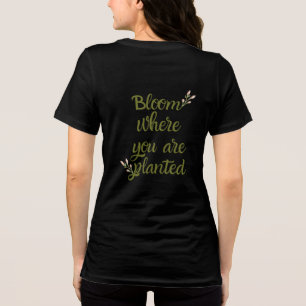 Camiseta Preta Inspiradora com Brilho Dourado