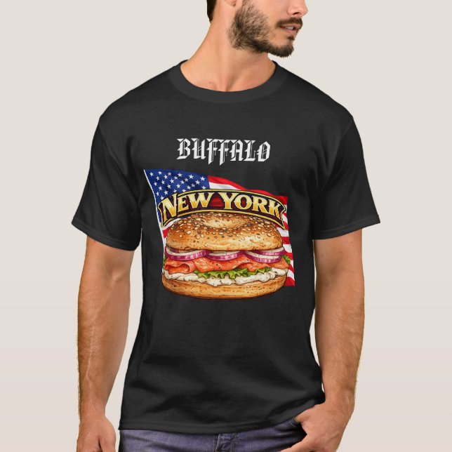 Camiseta preta masculina de Nova York (Frente)