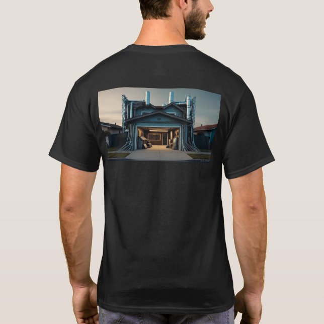 Camiseta preta masculina Garage Tech Upgrade parte (Verso)