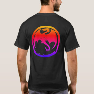 Camiseta preta masculina Neon Dragon costas