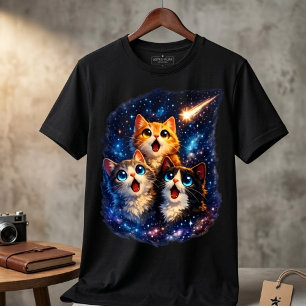 Camiseta Preta Masculina Shooting Star Kittens