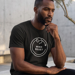 Camiseta Preta Mind Reset Saúde Mental Minimalis