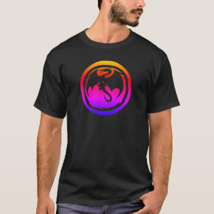 Camiseta preta neon de dragão preto