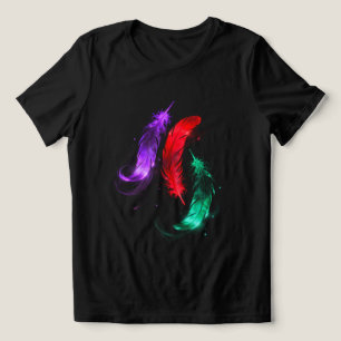Camiseta Preta Neon Feather Glow