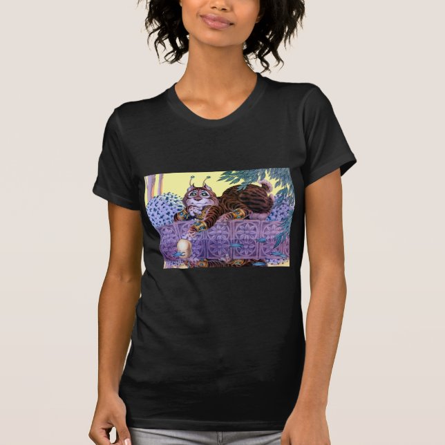 Camiseta preta para senhoras Alien Kitty (Frente)