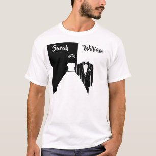 Camiseta preta para vestidos brancos de smoking
