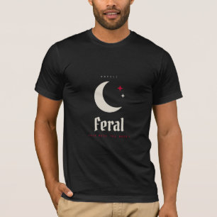 Camiseta preta premium Feral Moon Run With the Dog