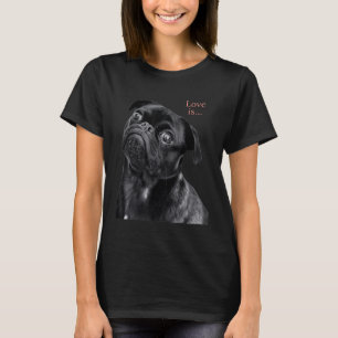 Camiseta Preta Pug Mulheres Homens Pug Mãe Pai Vid